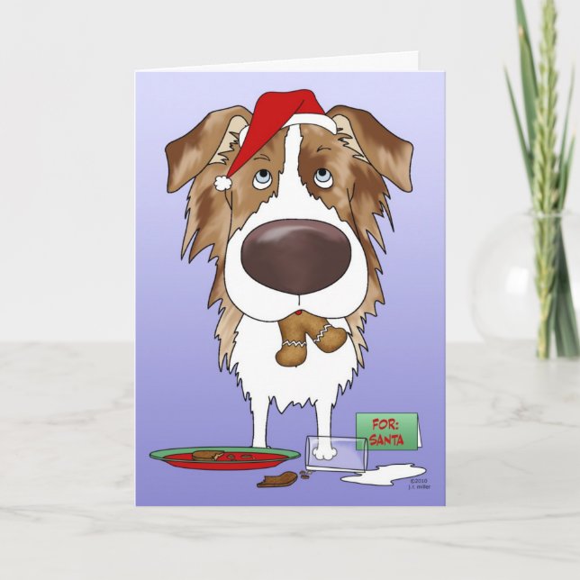 Australian Shepherd Christmas Holiday Card (Front)