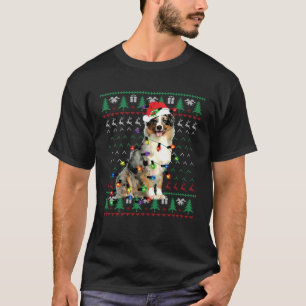 Australian Shepherd Christmas Lights Ugly Sweater 