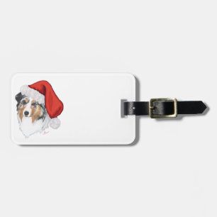 Australian Shepherd Christmas Luggage Tag
