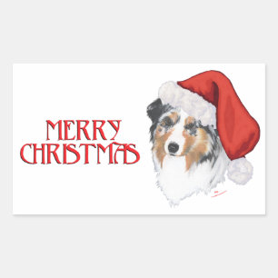 Australian Shepherd Christmas Rectangular Sticker