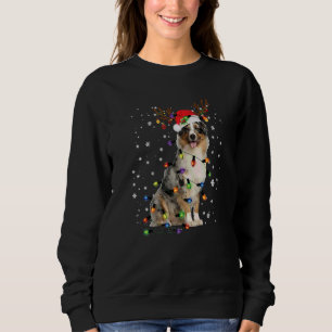 Australian Shepherd Christmas Reindeer Santa Hat P Sweatshirt
