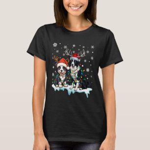Australian Shepherd Christmas Santa Hat Reindeer P T-Shirt