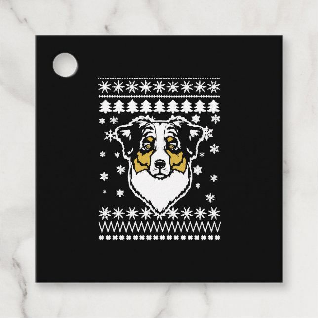 Australian Shepherd Christmas Shirt Favour Tags (Front)