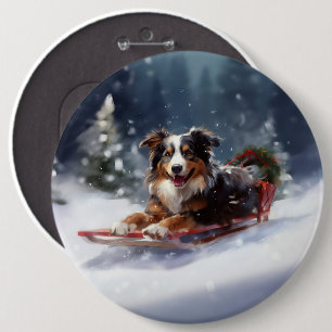 Australian Shepherd Christmas snow winter 6 Cm Round Badge