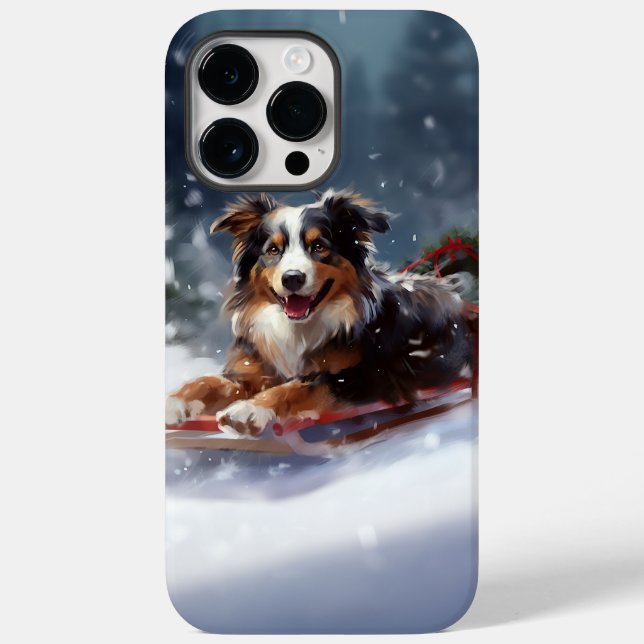 Australian Shepherd Christmas snow winter Case-Mate iPhone Case (Back)