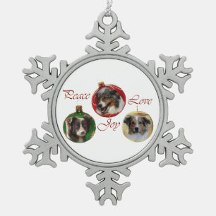 Australian Shepherd Christmas Snowflake Pewter Christmas Ornament
