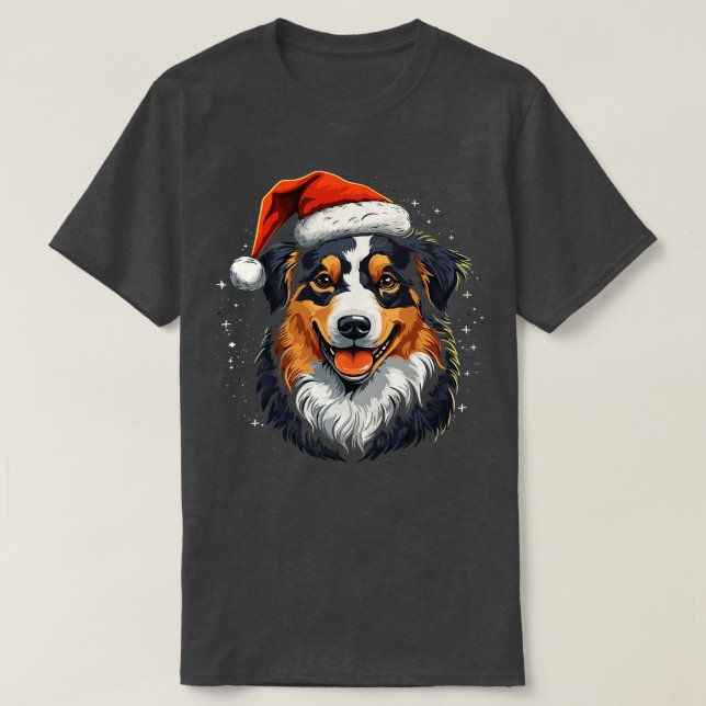 Australian Shepherd Christmas T-Shirt (Design Front)