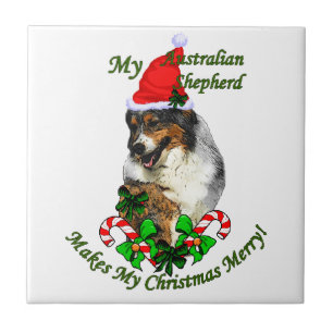 Australian Shepherd Christmas Tile