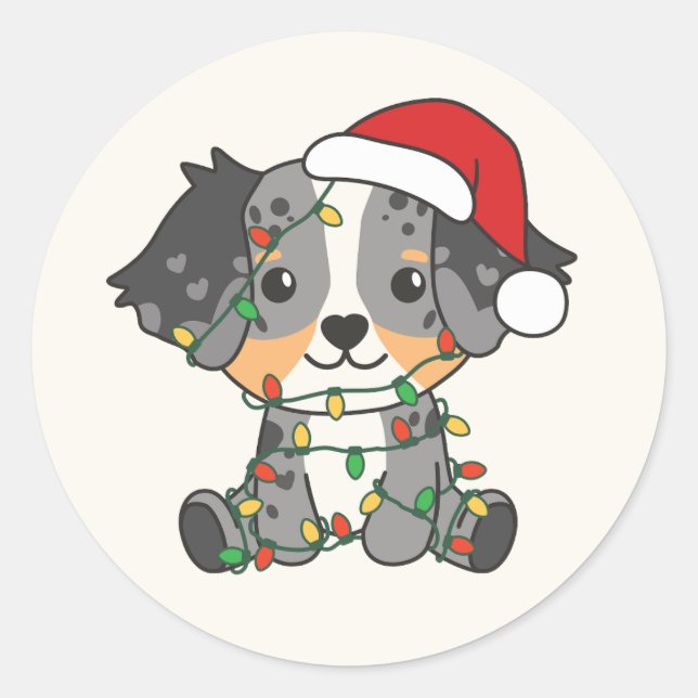 Australian Shepherd Christmas Winter Animals Classic Round Sticker (Front)