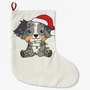 Australian Shepherd Christmas Winter Animals Large Christmas Stocking