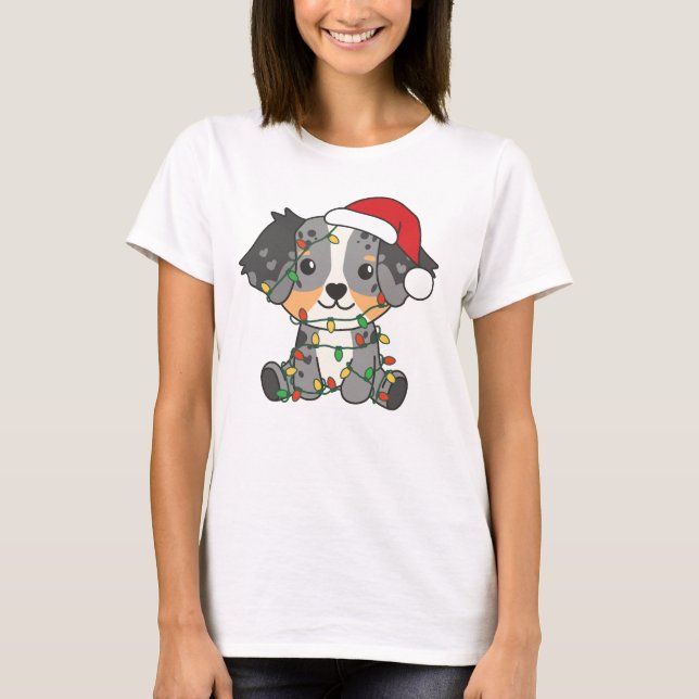 Australian Shepherd Christmas Winter Animals T-Shirt (Front)