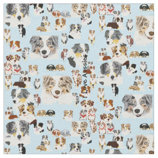 Australian Shepherd Collage Cus. Cotton 56" Fabric