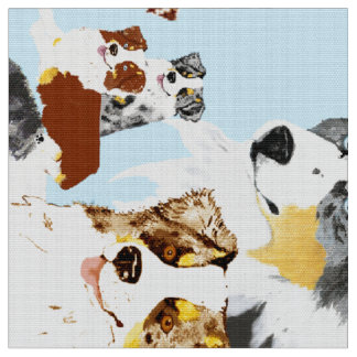 Australian Shepherd Collage Poly Poplin 60" Fabric