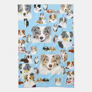 Australian Shepherd Collage Tea Towel