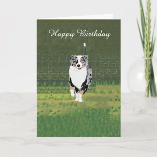Australian Shepherd Custom Happy Birthday Card