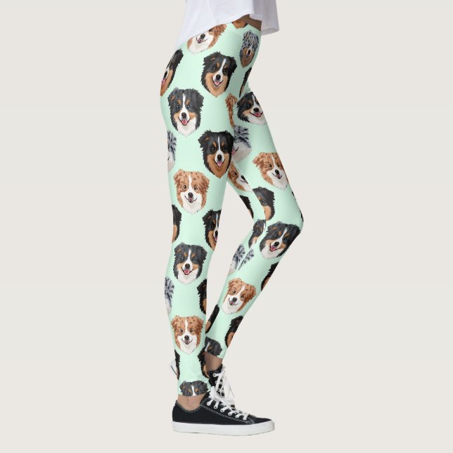 Australian Shepherd Cute Dog Lover Pattern Leggings (Right)
