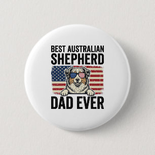 Australian Shepherd Dad Patriotic Vintage 6 Cm Round Badge