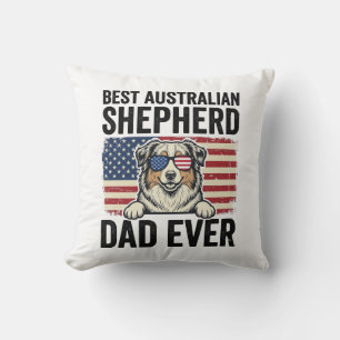 Australian Shepherd Dad Patriotic Vintage Cushion