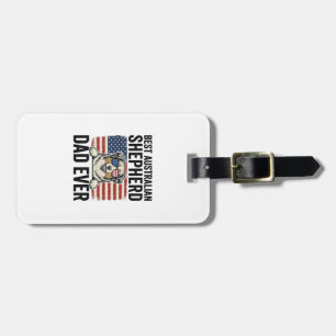 Australian Shepherd Dad Patriotic Vintage Luggage Tag