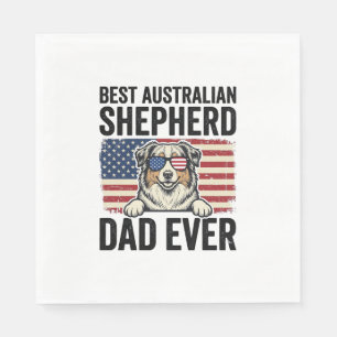 Australian Shepherd Dad Patriotic Vintage Napkin