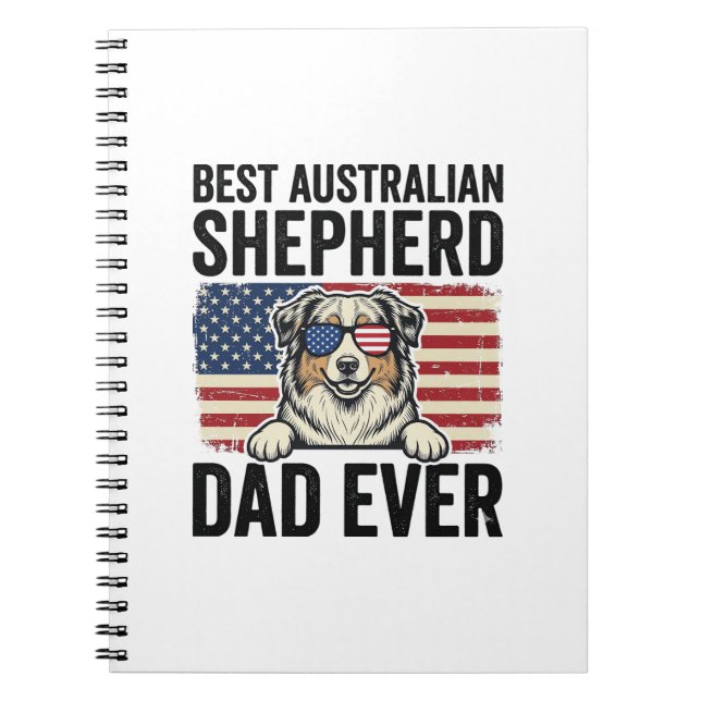 Australian Shepherd Dad Patriotic Vintage Notebook (Front)