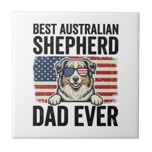 Australian Shepherd Dad Patriotic Vintage Tile