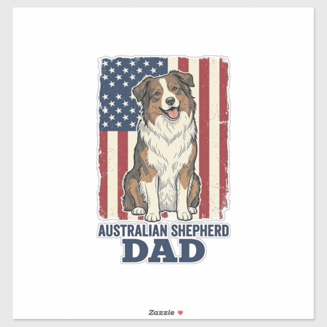 Australian Shepherd Dad Patriotic Vintage Vector D (Sheet)
