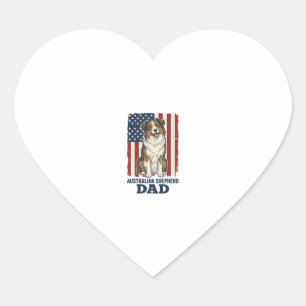 Australian Shepherd Dad Patriotic Vintage Vector D Heart Sticker