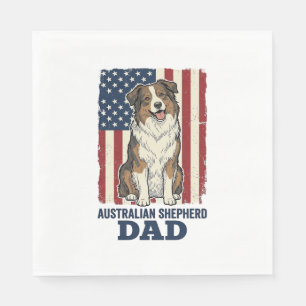 Australian Shepherd Dad Patriotic Vintage Vector D Napkin