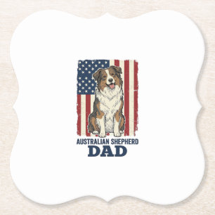 Australian Shepherd Dad Patriotic Vintage Vector D Paper Coaster