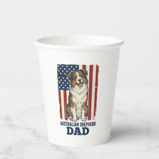 Australian Shepherd Dad Patriotic Vintage Vector D Paper Cups