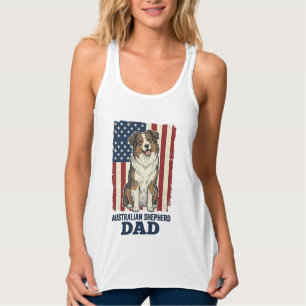 Australian Shepherd Dad Patriotic Vintage Vector D Singlet