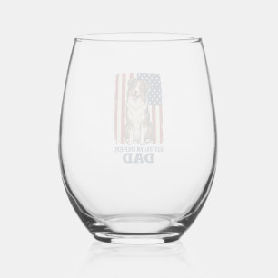 Australian Shepherd Dad Patriotic Vintage Vector D Stemless Wine Glass