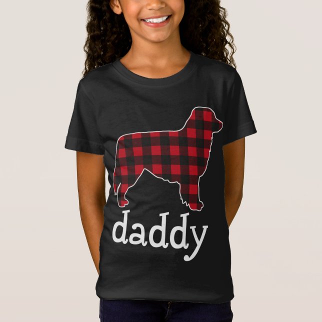 Australian Shepherd Daddy Christmas Red Plaid Auss T-Shirt (Front)