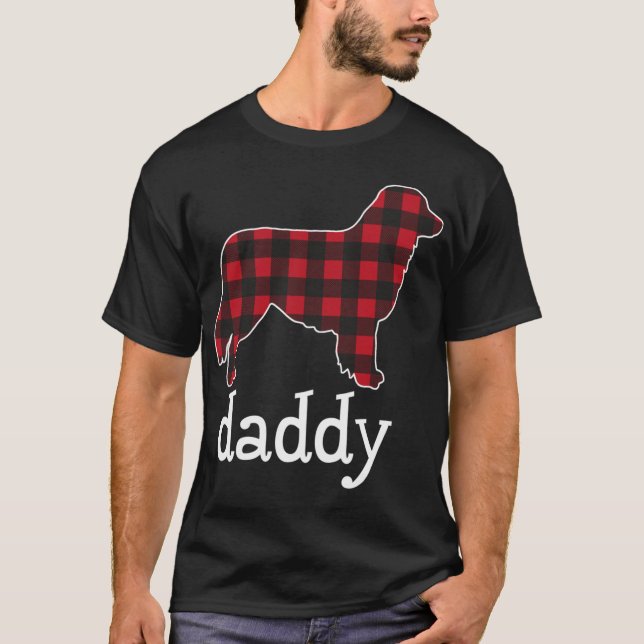 Australian Shepherd Daddy Christmas Red Plaid Auss T-Shirt (Front)