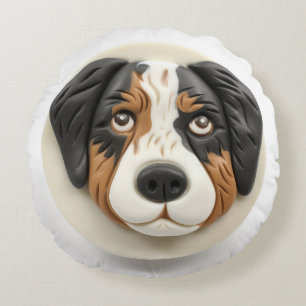 Australian Shepherd Dog 3D Inspired Round Cushion