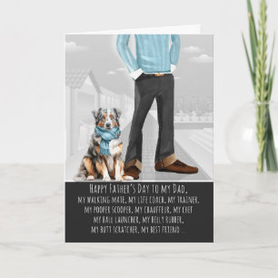 Australian Shepherd Dog and Dad Funny Father's Day Holiday Card