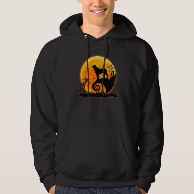 Australian Shepherd Dog And Moon  Halloween Costum Hoodie (Front)