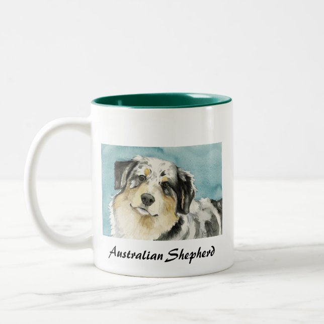 " Australian Shepherd" Dog Ar Mug (Left)