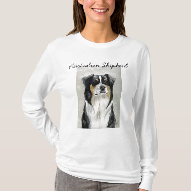 Australian Shepherd Dog Art Hoodie T-Shirt (Front)