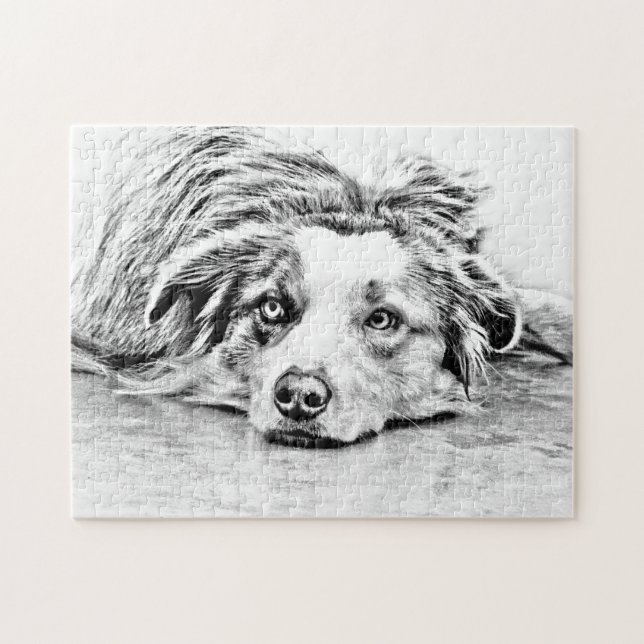 Australian Shepherd dog art Jigsaw Puzzle (Horizontal)
