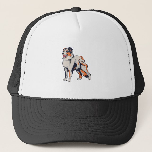 Australian Shepherd Dog Aussie Farm Dog Trucker Hat (Front)