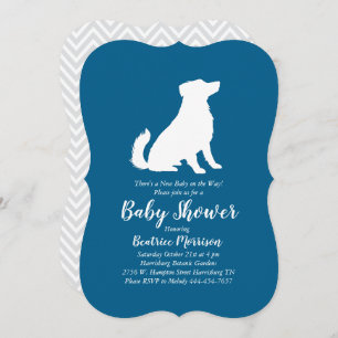 Australian Shepherd Dog Baby Shower Blue Boy Invitation