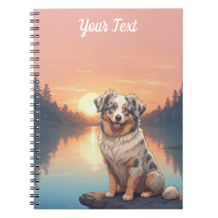 Australian Shepherd Dog by Lake Notebook
