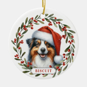 Australian Shepherd Dog Ceramic Circle Ornament