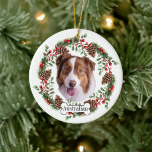Australian Shepherd dog Ceramic Tree Decoration