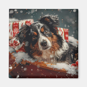 Australian Shepherd Dog Christmas Festive Magnet