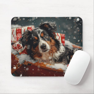Australian Shepherd Dog Christmas Festive Mouse Pad