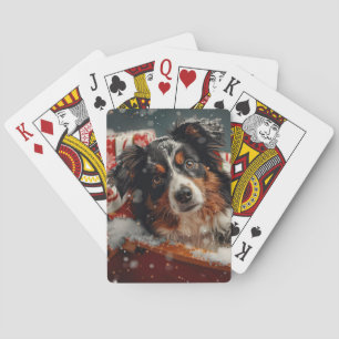 Australian Shepherd Dog Christmas Festive Playing Cards