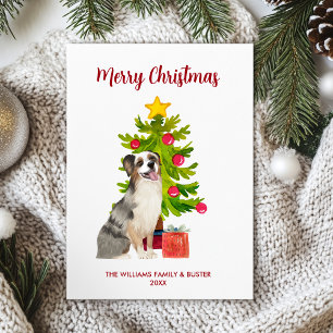 Australian Shepherd Dog Christmas Holiday Card